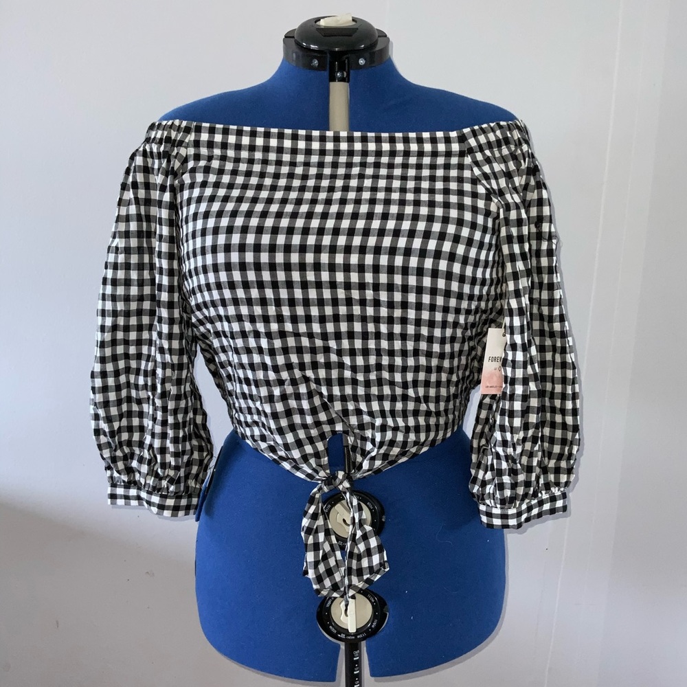 Forever 21 Black Gingham Crop Top